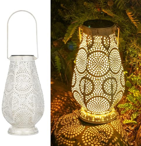 JOYCREATOR Lanternes solaire en métal étanche IP65 pour extérieur - Lanterne LED orientale - Jardin, balcon, terrasse, trottoir