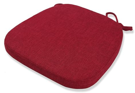 Brigtviee Stuhlauflage Leinen Material Stuhlpolster Sitzkissen mit Bändern,42cm*40cm,gartensitzkissen,waschbare stuhlkissen halbrund für Außen oder Innen,Rot,2pcs
