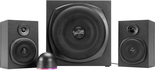Speedlink GRAVITY LT Sistema di Altoparlanti Bluetooth 2.1 - con Subwoofer in legno, Altoparlanti Multimediali attivi 80 watt, jack AUX da 3,5 mm, telecomando da tavolo RGB, nero
