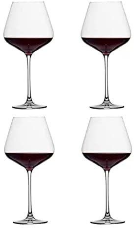 Mxxephemer Copas de Vino con Tallo Elegantes, Copas de Vino Tinto, Copas de Vino Burdeos de Cristal Transparente, Copas de Vino de Cristal de Tallo Largo, hogar, restaurantes y Fiestas, 4 pie
