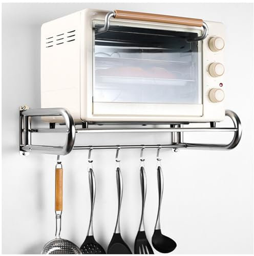 Estante organizador de pared de acero inoxidable for horno microondas y cocina con estantes flotantes for guardar utensilios de cocina, ollas, sartenes y especias, almacenamiento comercial multifuncio