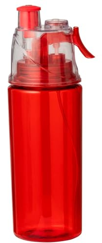 noTrash2003 600ml Mist Water Bottle with Atomizer Spray Mist for Outdoor Hydration Cycling Climbing Hiking Mountaineering Gym Beach in 3 Colors (Red)