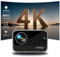 HIPPUS Proyector 4K Soporte,WiFi 6 Bluetooth 5.2,20000 Lúmenes, Full HD 1080P Nativo, Corrección Trapezoidal Eléctrica, Móvil para Cine en Casa con HDMI/USB，Blanco lechoso