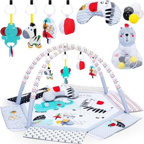 Spieldecke mit Spielbogen und Bällen Seitenwände klappbar Krabbeldecke Baby Bällebad