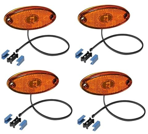 Aspöck 4 x Seitenmarkierungsleuchte Flatpoint 2 LED Gelb 0,5m Kabel - 31-2309-027