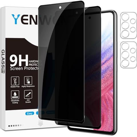 Yenwen Sichtschutzfolie für Samsung Galaxy A53 5G für Panzerglas, 2 Stück Sichtschutz und 2 Stück Kameraschutz, 9H Härte Privacy Schutzfolie Folie Anti Spy Blickschutzfolie