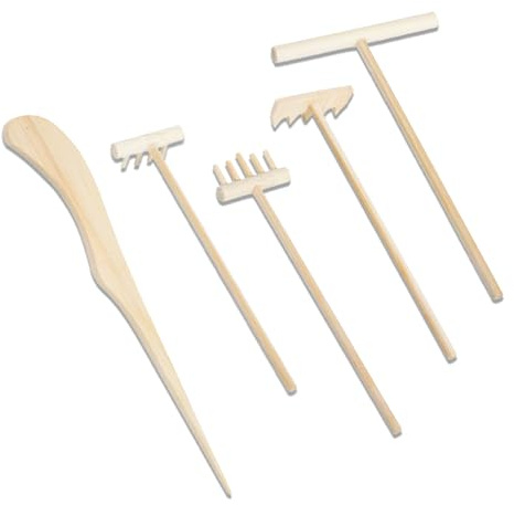 YAFIYGI 5 Packs Zen Garden Rake Tools Set Mini Sand Rakes Accessories for Miniature Garden Decor Full Size Zen Garden Supplies Manual Sand Rake Tools for Home Desktop Meditation
