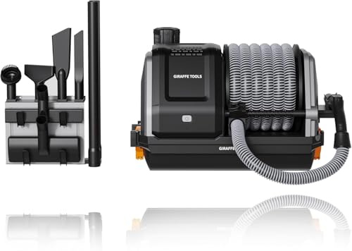 Giraffe Tools Grandstorm Retractable Vacuum 10m Wall Mounted | Anti-Kink Hose, 6 Nozzles, Remote Control Shop Vac, Garage Wall Mount, Workshop Wet Dry Vacuum