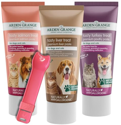Liver Paste for Dogs & Cats - Grain-Free Dog Pate with Nutrient-Rich Turkey, Salmon, Liver 3x75g - Ideal Training Aid, Medication Administering Solution, 3x75g - Kavexa Feeding Spoon