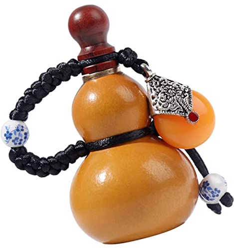 ROMISBABA Vintage Wine Gourd Bottle 300ml Natural Wax-Sealed Hanging Liquor Container Leak-Proof Portable Flask Home Décor Accent for Bar and Household Display
