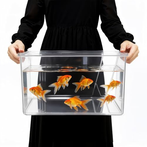 Geelin 2.5 Gallon Plastic Fishbowl Square Large Clear Shatterproof Tank