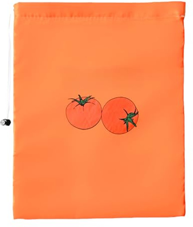 Uqezagpa Sacs de rangement de cuisine en tissu polyester respirant, fraîcheur prolongée, grande capacité pour fruits, légumes, sacs de rangement réutilisables, G, Taille unique