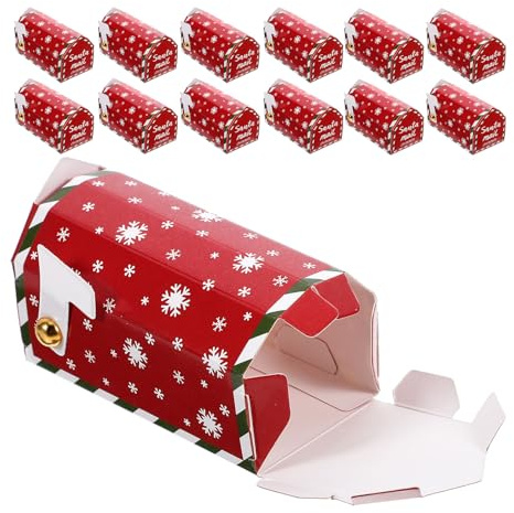 DEARMAMY 20 Piezas Cajas de Dulces para Buzón Navideño Cajas de Papel para Galletas Regalos Navideños Decoración de Fiestas Pequeñas para Envolver Dulces