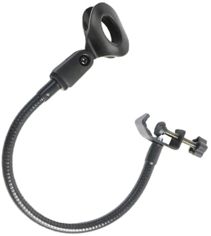 Baluue Schwarze Mikrofonhalterung aus Metall mit Drehbarem Mikrofonclip und 360 Grad Verstellbarem Mikrofonablage für Gesang und Broadcasting