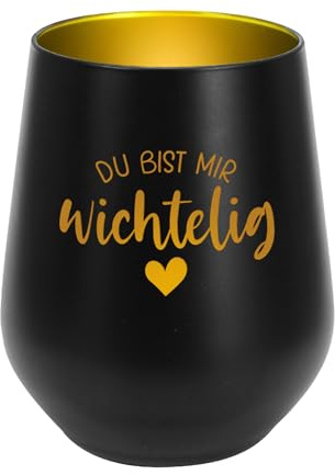 Herz & Heim® Windlicht mit Gravur zu Weihnachten – Glas-Teelichthalter Du bist Mir wichtelig – Weihnachtsdeko Geschenkidee (Schwarz)