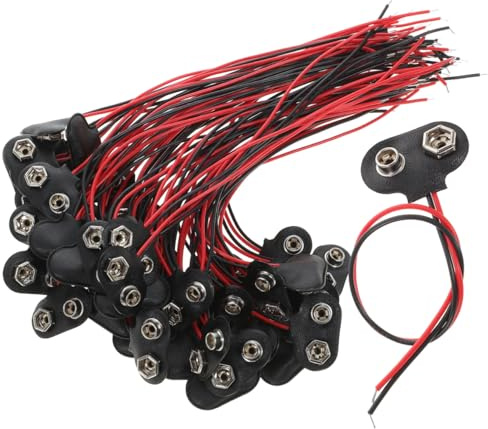 HIAKDOFT 50 Pezzi Connettori per Batteria da 9 V Clip a T e Filo da 6 CM Morsetti Portabatterie Compatti per Apparecchiature Elettroniche e Progetti LED Facile Installazione e Alta