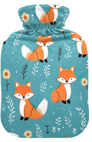 Cute Foxes - Botellas de agua caliente con cubierta suave, bolsa de agua caliente para compresas frías y calientes, tamaño pequeño