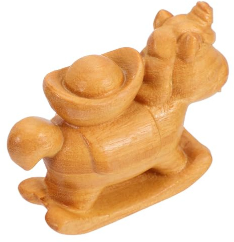 Ipetboom Statue de Cheval Sculptée en Bois Doré pour Décoration du Nouvel an Chinois, Figurine Artisanale du Zodiaque Chinois, Ornement de Table Symbolique de Prospérité et Chance,