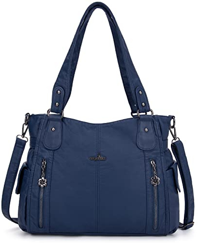 Angel Kiss 2 Sacs à Main Femmes Cuir Sacs Portés Main Bourses en Cuir Lavé Top Zippers Multi Pockets Sacs à Bandoulière 1193