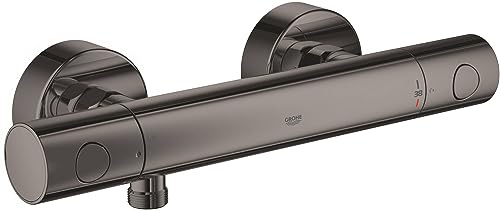GROHE Grohtherm 1000 Cosmopolitan - Thermostat-Brausebatterie (wassersparend, ergonomischer Metallgriff, Sicherheitssperre bei 38°C), hard graphite, 34065A02