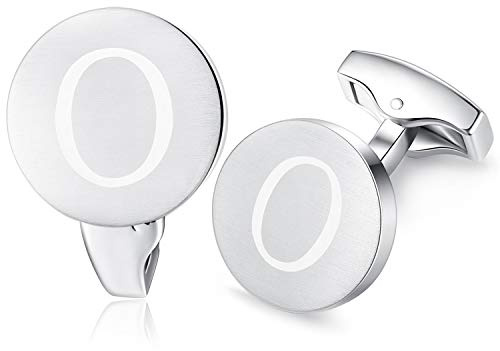 Honey Bear Briefe Initialen Buchstabe manschettenknöpfe Herren Edelstahl Hochzeit Cufflinks Manschettenknopf Gebürstetes Silber (O)