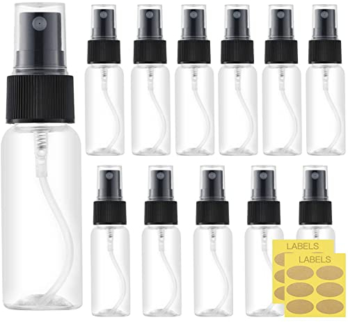 Toureal 30ML Flacon Spray Vide (12 Pièces) Vaporisateur Parfum, Bouteille Rechargeable de Voyage, Pulvérisateur Atomiseur pour Cosmétique (Transparente)