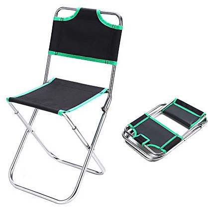 WANGLXFC Tragbar Klappstuhl Faltstuhl, Campinghocker aus leichtem Aluminium, Mini-Stuhl, tragbarer Outdoor-Hocker für Angeln, Wandern, Camping, Picknick, Reisen Unisex, Green