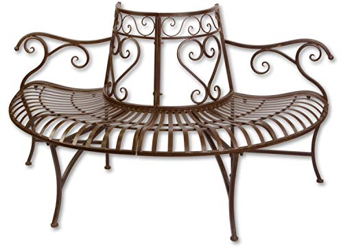 Gartenbank Baumbank Bank Garten Möbel Mobiliar Metall braun 146cm