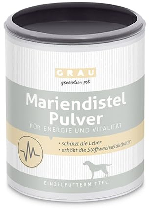 GRAU - l’Original - 100% Poudre de Chardon Notre-Dame Pure, protège Le Foie, contribue au renouvellement cellulaire, Pack de 1 (1 x 225 g), complément Alimentaire pour Chiens
