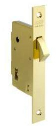 effedielle Serratura a Gancio Bordo quadro da infilare per Porta Scorrevole o pieghevole finitura Oro Lucido ent.30 mm. reversibile destra-sinistra Universale