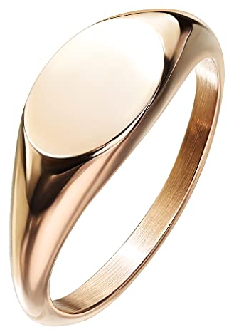 Mianova Damen Ring Verlobungsring Edelstahl Rosegold Siegelring oval modern zeitlos stylisch Damenring Trauring Ehering breit Größe 63 (20.1)