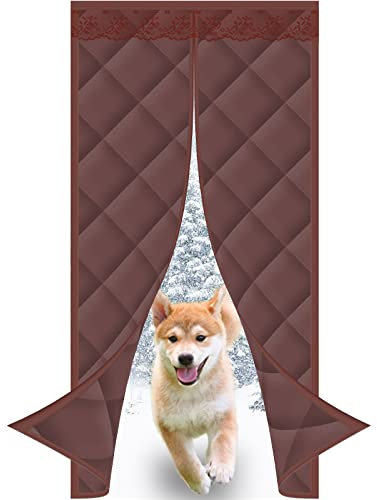 MEEYI Rideau de Porte Isolant phonique Rideau Anti Bruit dans Cuisine & Maison Rideau Isolant Thermique Durable Anti-tempête de Neige pour magasins-Café - avec Fleur de Porte 70x200cm