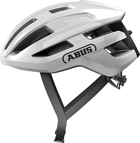 ABUS Rennradhelm PowerDome - leichter Fahrradhelm mit cleverem Belüftungssystem und aerodynamischem Profil - Made in Italy - für Damen und Herren - Weiß Glänzend, Größe M