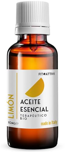Aceite Esencial de Limón para Difusores, Aceites Esenciales 10 ml puros para Aromaterapia, Cabello, Alimentación o Masaje BIO 100% Made in Italy - FITOATTIVI