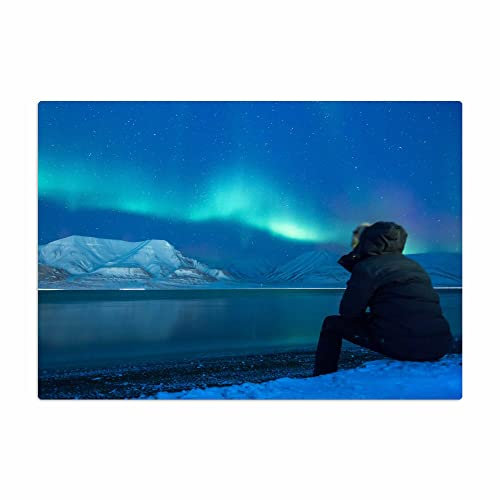 Vero Home 18019 Glas-Schneidebrett | Motiv Natur Polar-Licht | rutschfest, kratzfest und lebensmittelecht | Maße: 39 x 29 cm