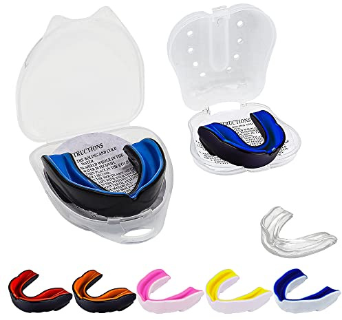 Protector bucal de doble capa, protector bucal delgado para niños y jóvenes, con estuche escolar, combate, deportes, rugby, fútbol, hockey, Muay Thai, MMA, boxeo, artes marciales, baloncesto