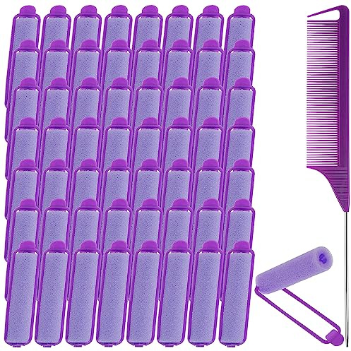 56Pcs Sponge Rollers Set, Self-Grip Heatless Foam Curlers for Long, Medium & Short Hair, Hair Volumizing Rollers with Pintail Comb