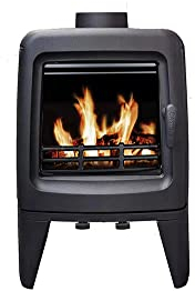 FUNDICIO - Estufa de leña de hierro fundido INA 5 kW | Diseño moderno, triple combustión, vidrio cerámico 750°, 100 m³ calefactables | Alta eficiencia 78,8% | Certificada 4 estrellas