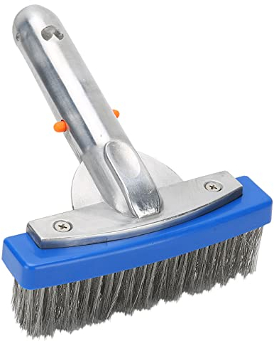 Haofy Brosse de Piscine en Acier Inoxydable, Brosse de Piscine en Fil Métallique de 5,5 Pouces, Tête de Brosse à Récurer Robuste avec Poils en Métal et Poignée pour Coin de Carrelage