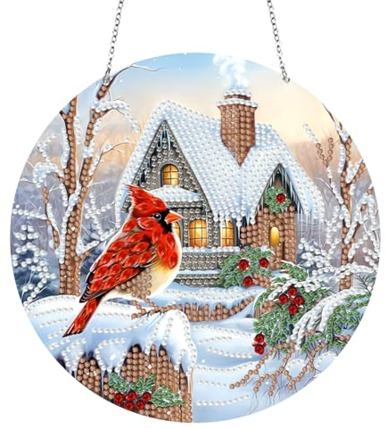 5D DIY Beidseitig Diamond Painting Weihnachten Girlande Kranz, Diamant Painting Anhänger Weihnachtsdeko Kits mit Kette, Diamant Malerei Türkranz Tür Fenster Deko Geschenk für Halloween Weihnachten (G)