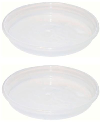 Acan Tradineur Lot de 2 assiettes transparentes pour pot de fleurs, plastique, plateau, soucoupe ronde pour pot d'intérieur, extérieur, jardin, terrasse ou balcon, Ø 16 cm