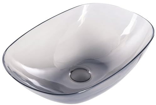 Aufsatzwaschbecken Mineralwerkstoff schwarz oval 54 x 36 cm mit Stöpsel Moengo