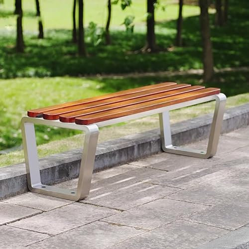 Banc de Jardin Solide en Aluminium et Polystyrène Effet Bois, Banquette de Jardin Banc Résistant aux intempéries, Mobilier de Jardin pour Amenagement Balcon Terrasse Veranda Pergola ( Color : F , Size