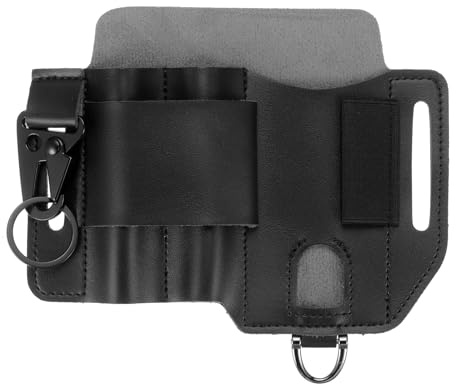 QUARKZMAN Organizador de Bolsillo EDC de Piel Sintética de Gran Capacidad 6.9 x 5.4 para Multiherramienta con Soporte para Bolígrafo y Llavero para Linterna, Negro