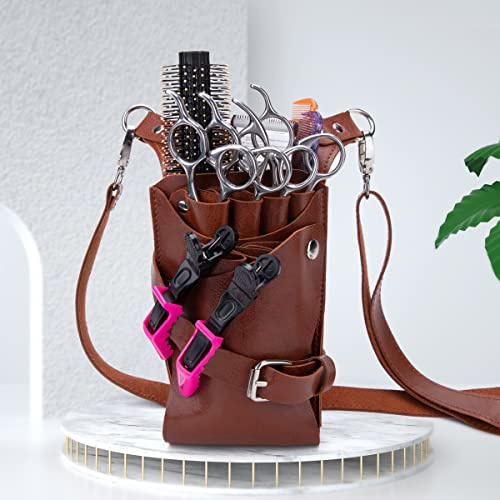 Niaoszhex Friseur Gürteltasche, Scherentasche, Barber Werkzeugtasche Friseurtasche Friseur Salon Schneide Tasche Friseurin für Friseursalon, Scheren, Kammaufbewahrung (LQ-YZ Braun)