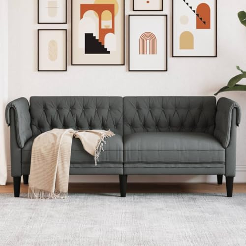 SECOLI Chesterfield Sofa 2 Sitzer Sofa 2 sitzer Sofa 2 sitzer 2er Sofa 2 sitzer Stoff für Zuhause und Büro-Dunkelgrau-2-Sitzer