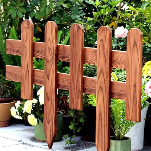 Clôture en Bois de Jardin Décorative à 10 Panneaux Clôture de Bordure de Cour Bordure de Palissade Clôture de Jardin Bordure de Clôture Paysagère,Brown