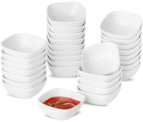 UIBFCWN Keramik Dipschalen 30er-Set, 60ml Quadratische Saucenschälchen | Dip Schälchen klein, Tapas Schalen, Sushi & Sojasauce Schälchen, kleine Schälchen für Dip, Sojasauce, Sushi, Gewürz