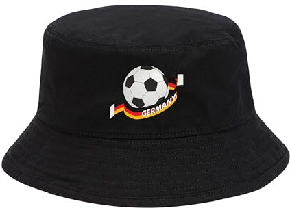 dalerno Deutschland Hut EM Fußball 2024 Herren Damen Anglerhut Fischerhut Bucket Hat Europameisterschaft Germany Fanartikel DE Public Viewing EM Deko Kappe Mütze Männer Frauen Fussball Banderole Ball