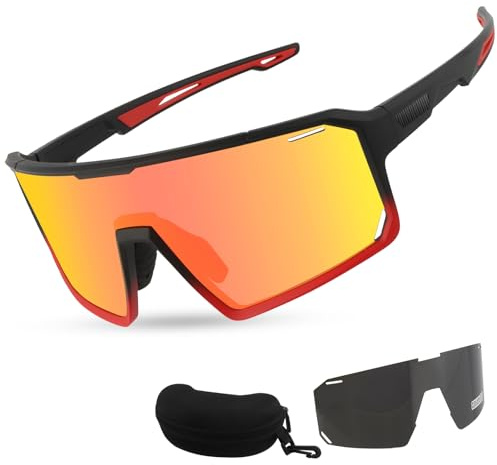 FOCUHUNTER Polarisierte Sport-Sonnenbrille für Jugendliche, UV400 Radfahren Brillen für Baseball Laufen Radfahren Brillen 2 Gläser